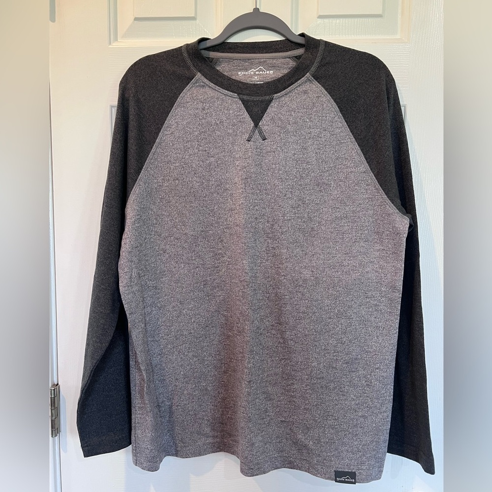 Eddie Bauer Two-Tone Gray & Charcoal Raglan Long Sleeve Shirt